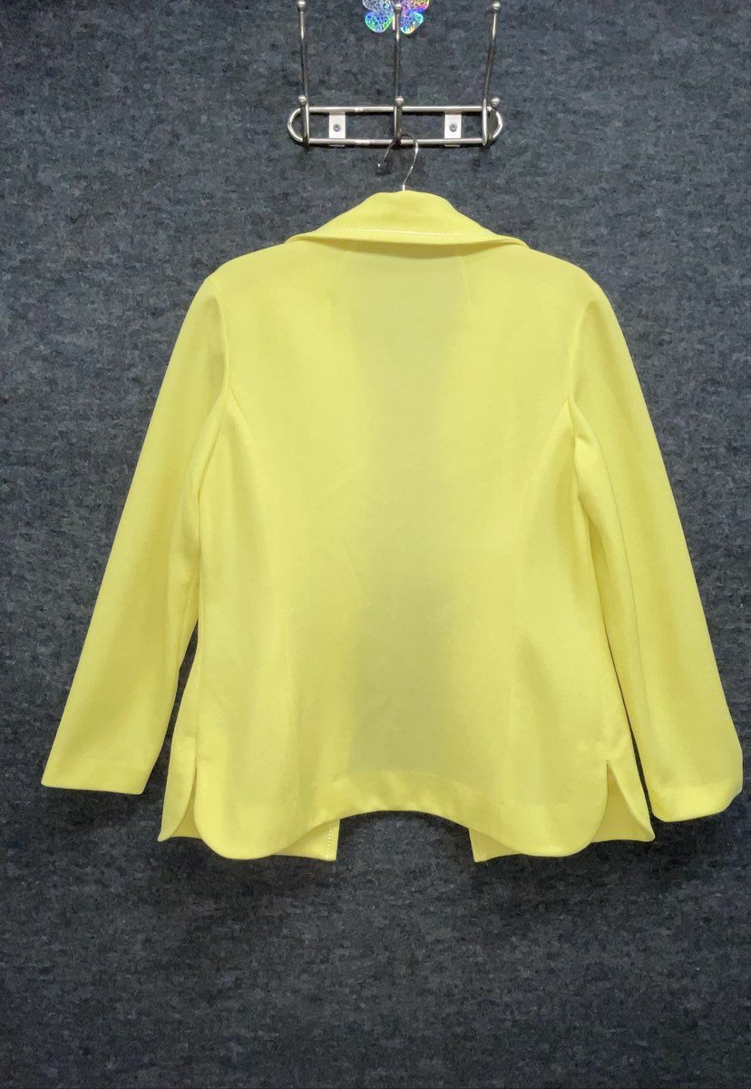 Vintage 70s Women's Yellow 2-Piece Suit Dress and Jacket Set Sz L