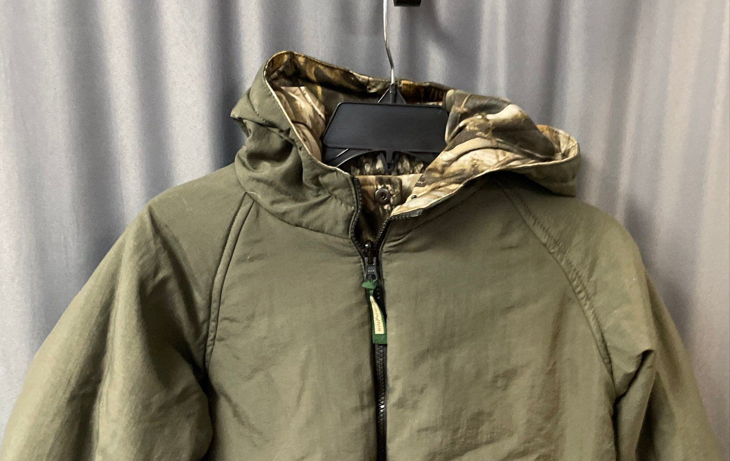 Remington Youth Reversible Camo Jacket Realtree Hardwoods Olive Green Sz 12/14