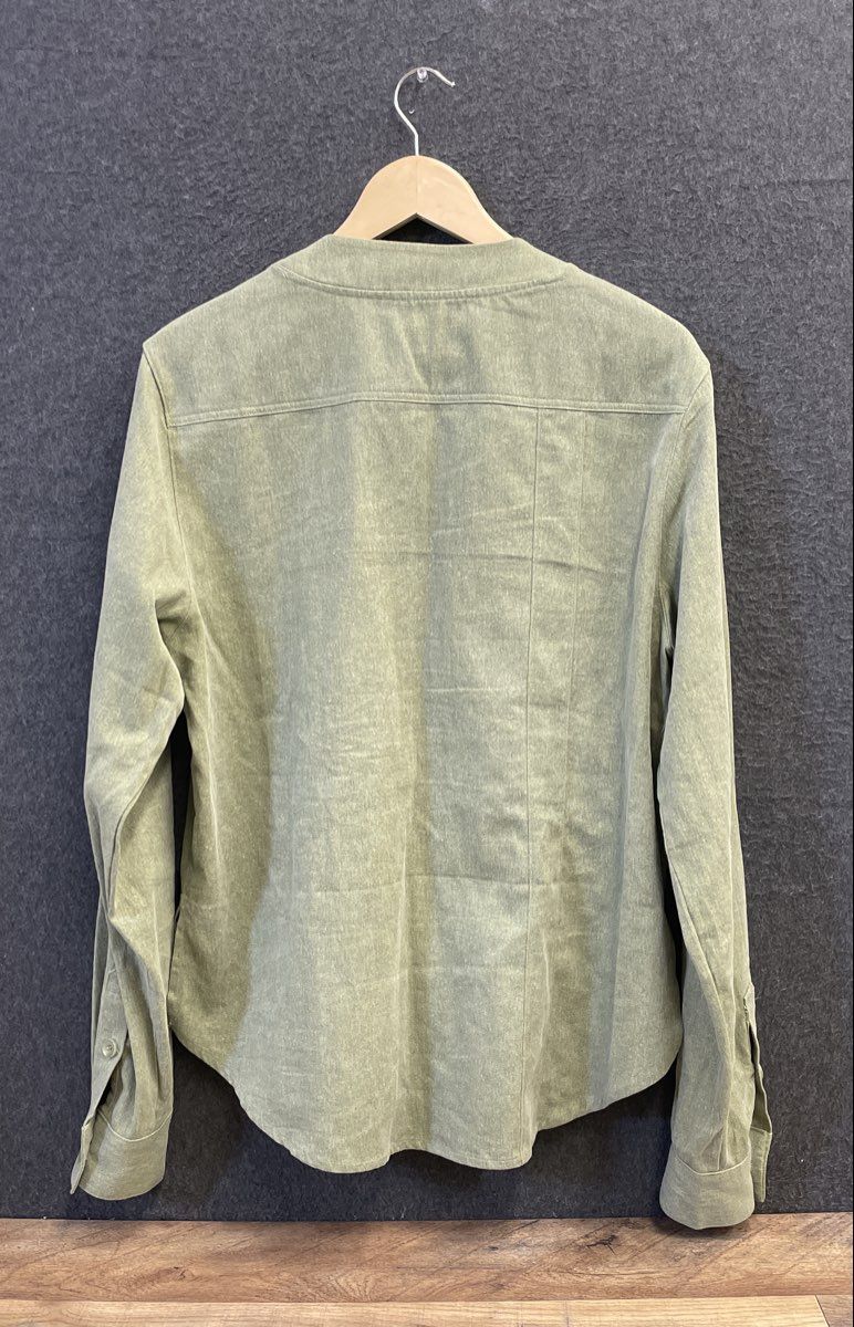 Brian Americus Men's Olive Green Cotton V-Neck Baseball Style Shirt Sz S