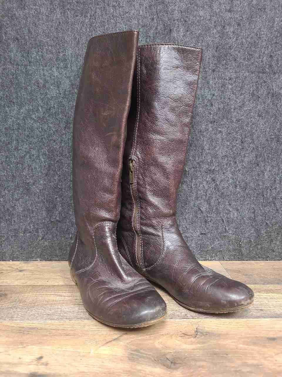 Frye Jillian Pull On Dark Brown Leather Knee High Boots Women's Size 7.5 M