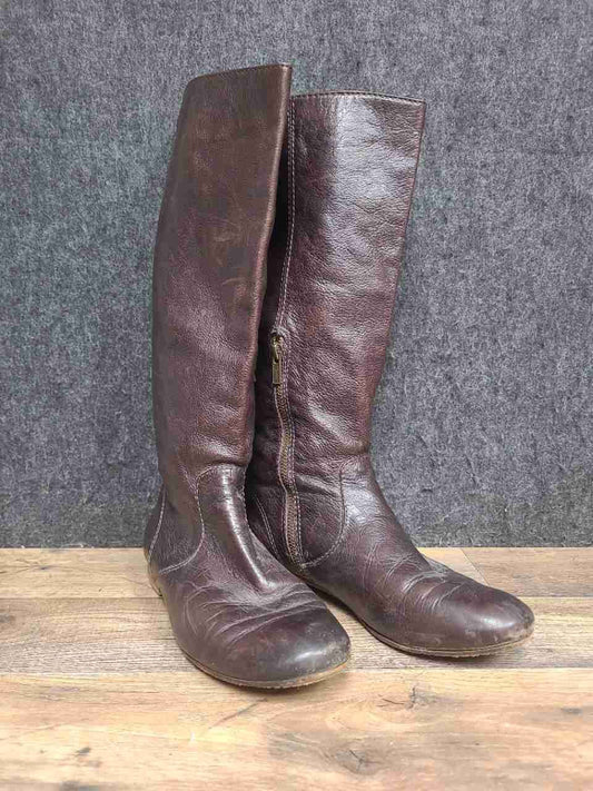 Frye Jillian Pull On Dark Brown Leather Knee High Boots Women's Size 7.5 M