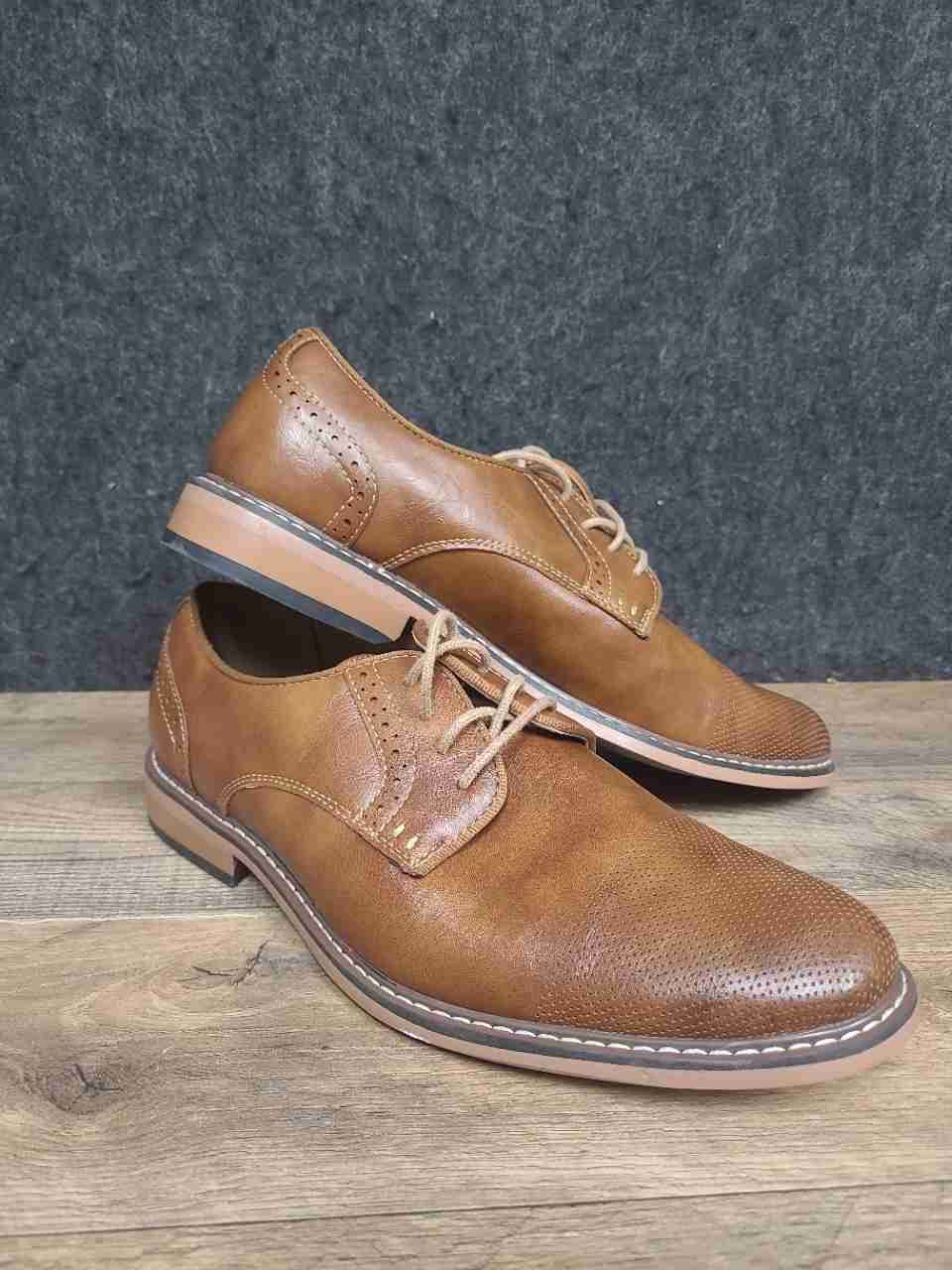 Madden Tan Perforated Toe Brogue Men's Derby Dress Shoes Size 8