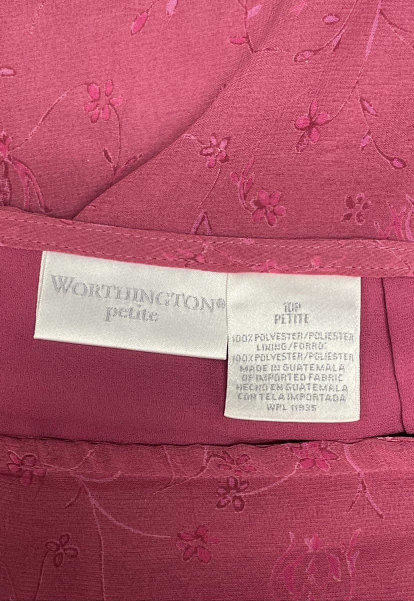 Worthington Women's Pink Floral Paisley Border Print A-Line Skirt