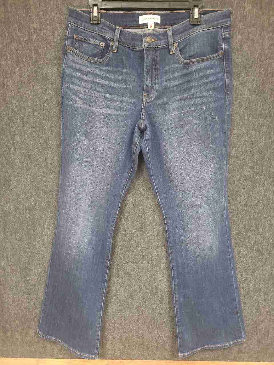 Lucky Brand Women's Sweet Mid Rise Bootcut Jeans Blue Faded Whiskered Sz 14/32
