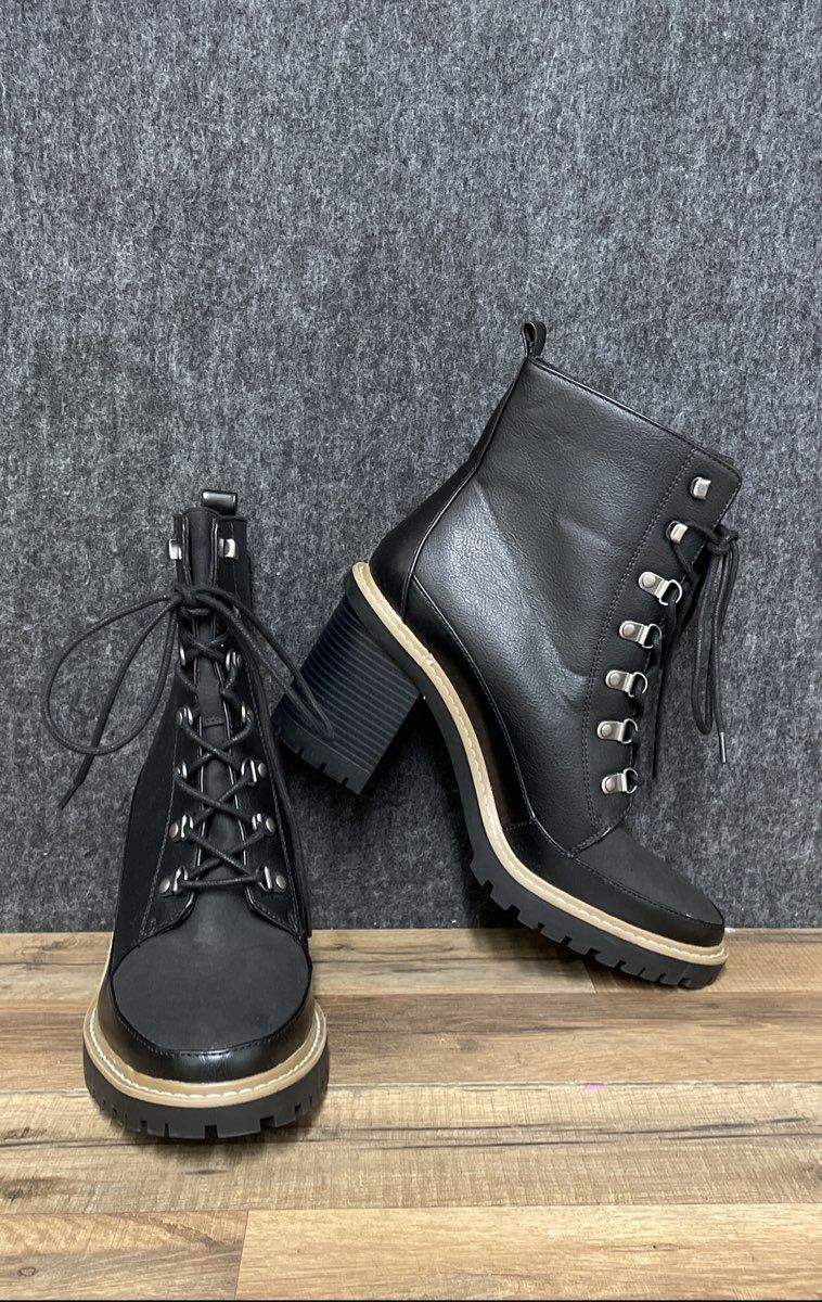 A New Day Tessa Lug Sole Combat Boots Black Women's Size 11