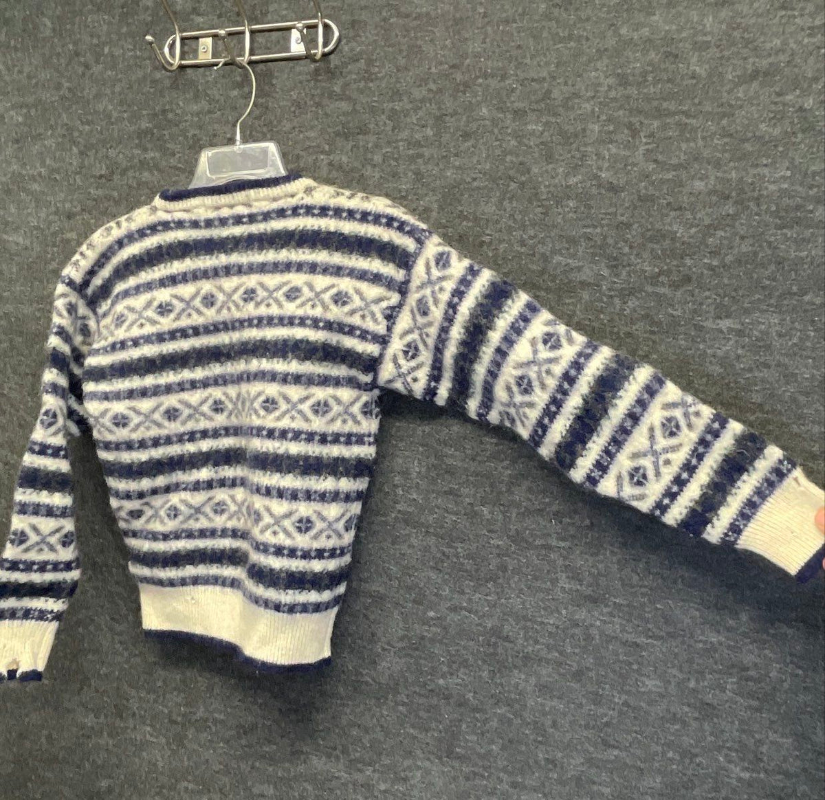 Vintage 90s John Ashford Boys Blue Fair Isle Nordic Wool Shetland Sweater Sz L