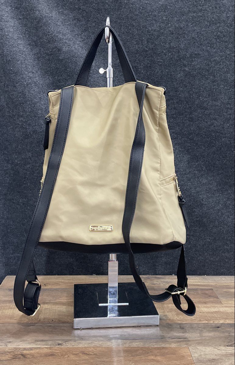 Steve Madden Tan Leather Backpack Gold Tone Hardware Contemporary Bag