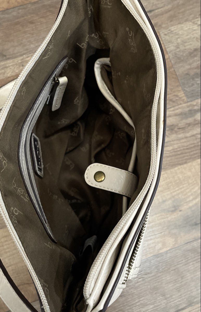 b.o.c. Born Concept Off White Faux Leather Crossbody Bag Brass Hardware
