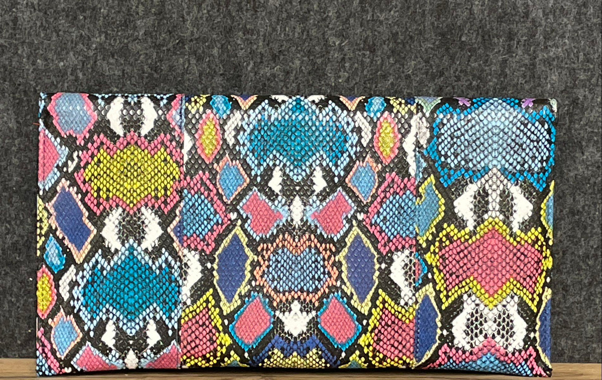 Bella Collection by Qara Rainbow Faux Snakeskin Envelope Clutch Crossbody Bag