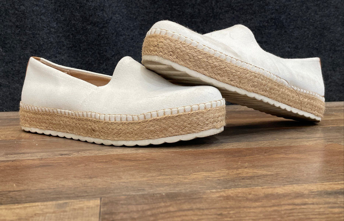 Dr. Scholl's White Canvas Platform Espadrille Slip-On Shoes Women's Size 10M