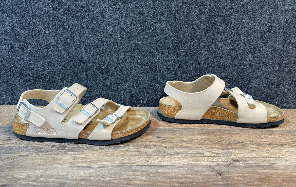 Birki's Rio Cream Off-White Three Strap Backstrap Sandals Women's Size 8