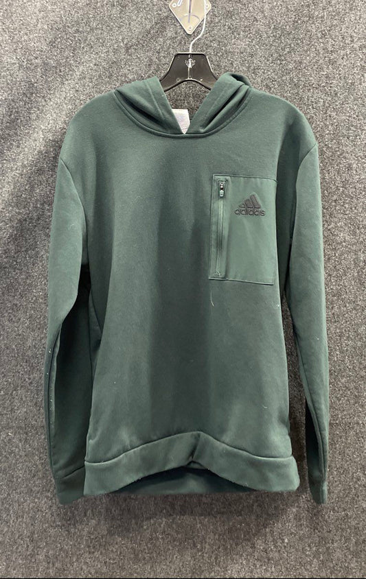 Adidas Men's Green Pullover Hoodie Vertical Zip Chest Pocket Sz M