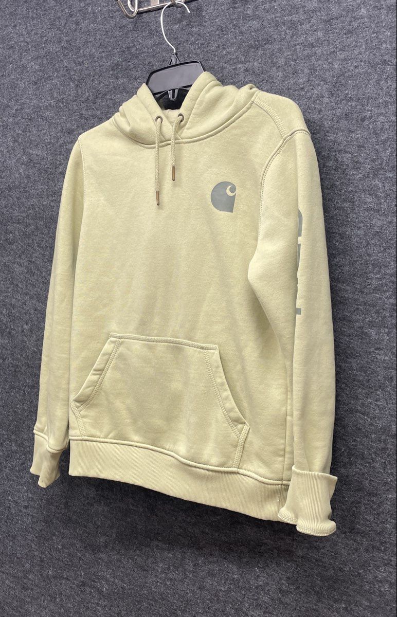 Carhartt Relaxed Fit Graphic Logo Hoodie Sage Green Sleeve Logo Sz S