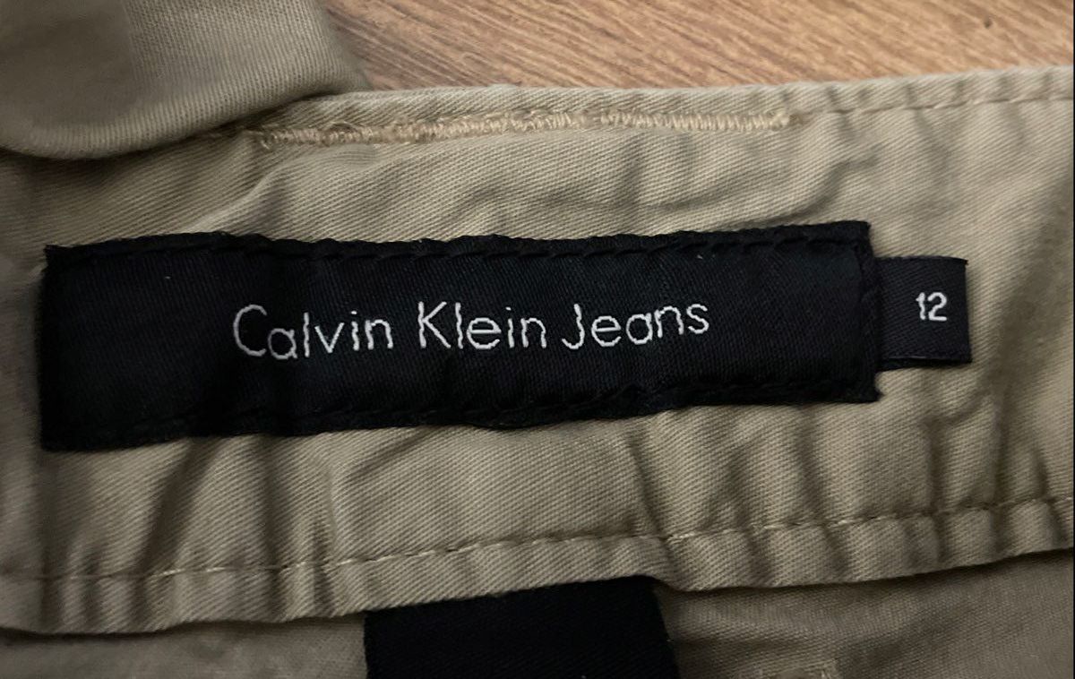 Calvin Klein Jeans Women's Khaki Tan Stretch Cotton Cargo Bermuda Shorts Size 12