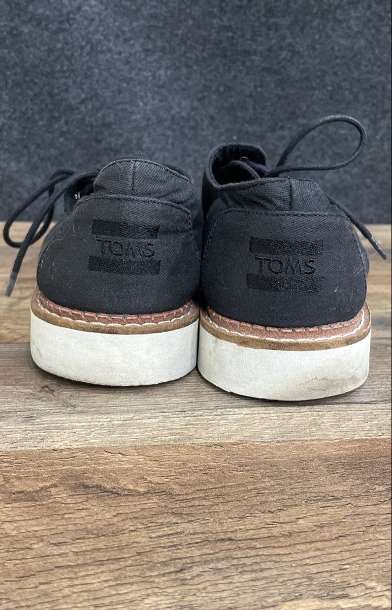 Toms Black Canvas Cap Toe Oxford Casual Lace Up Shoes Men's Size 8.5