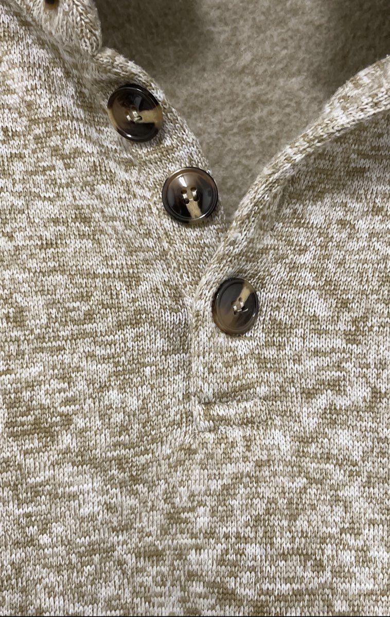 Coofandy Men's Tan White Marled Quarter Button Mock Neck Sweater Sz S