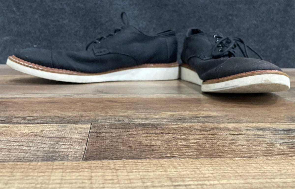 Toms Black Canvas Cap Toe Oxford Casual Lace Up Shoes Men's Size 8.5