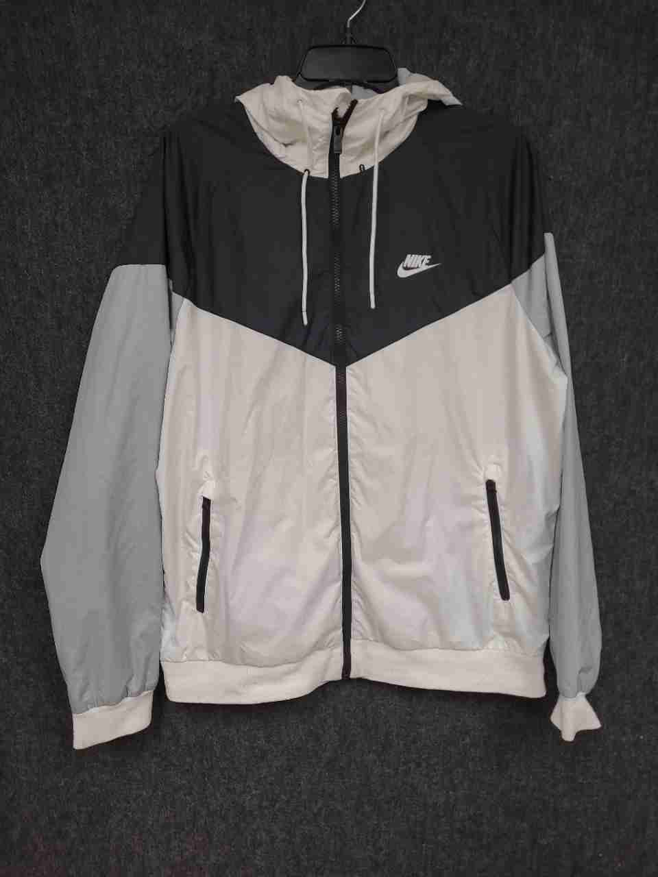 Nike Men's Windrunner Windbreaker Black White Gray Colorblock Hooded Sz L