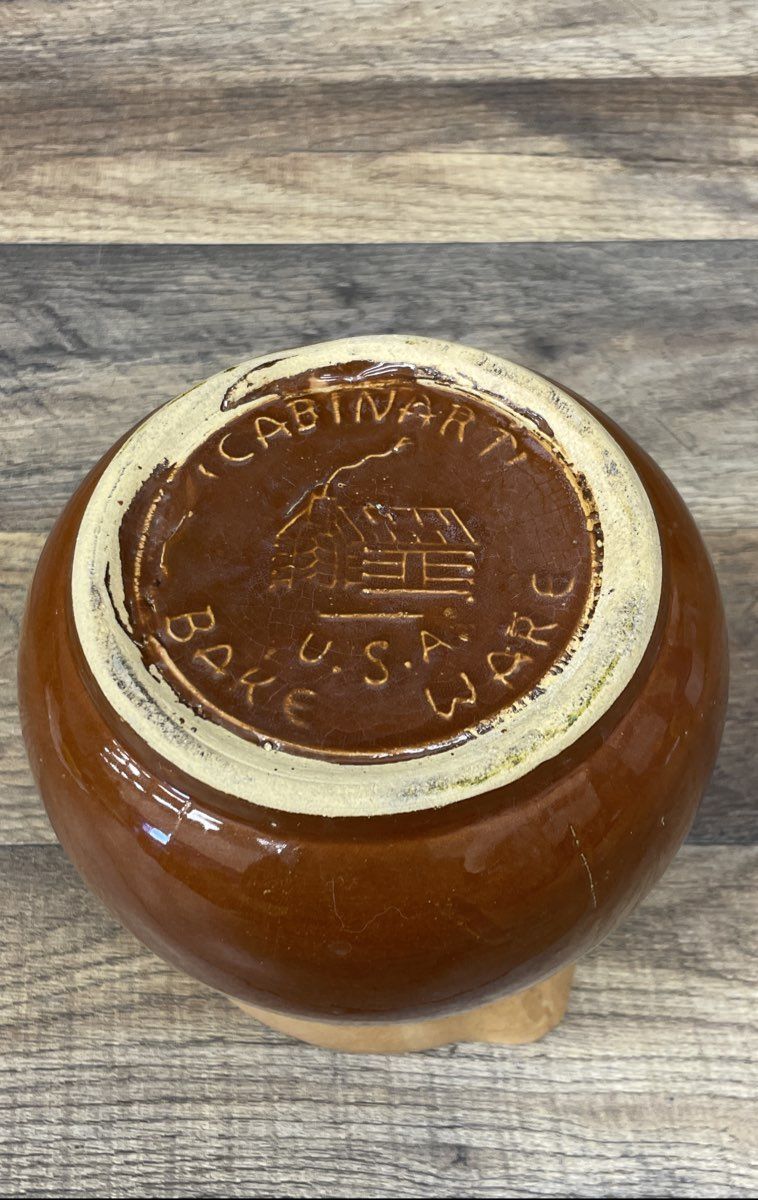 Vintage Cabinart Bake Ware Ceramic Pitcher Creamer USA Log Cabin Motif