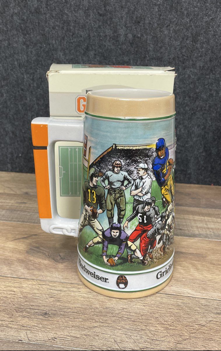 Lot of 3 Vintage Budweiser Steins Holiday 1995 Football Baseball w/ Boxes