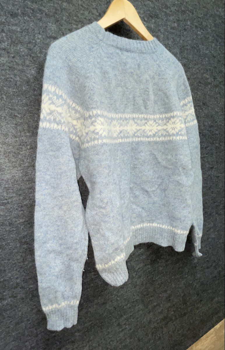 Vintage Y2K American Eagle Men's Blue Shetland Wool Fair Isle Sweater Sz M