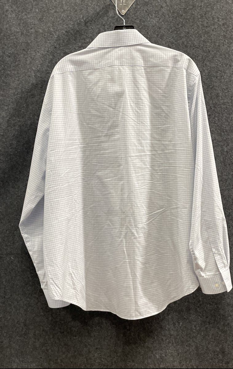 Calvin Klein Men's Light Blue Steel+ Slim Fit Stretch Check Dress Shirt 18 34/35