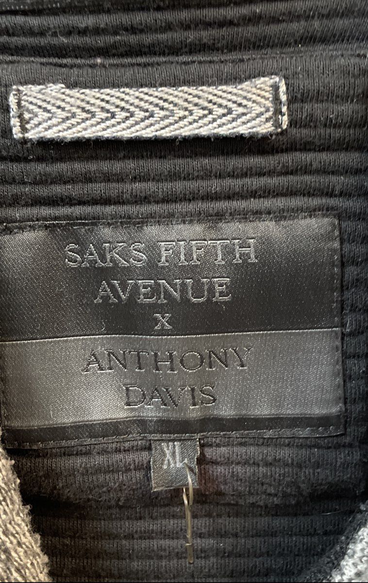 Saks Fifth Avenue Men's Black Ribbed Pullover Hoodie Sz XL