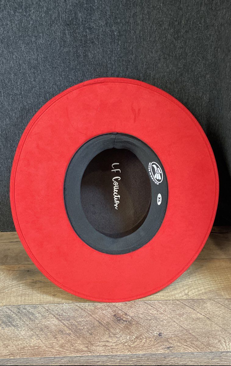LF Collection Unisex Red Wide Brim Felt Bolero Hat Made in Mexico XL