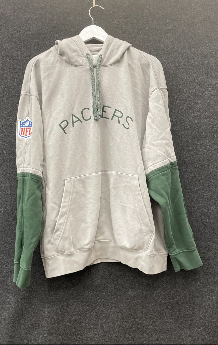 Nike Men's Green Bay Packers Gray Green Colorblock Pullover Hoodie Size XXL