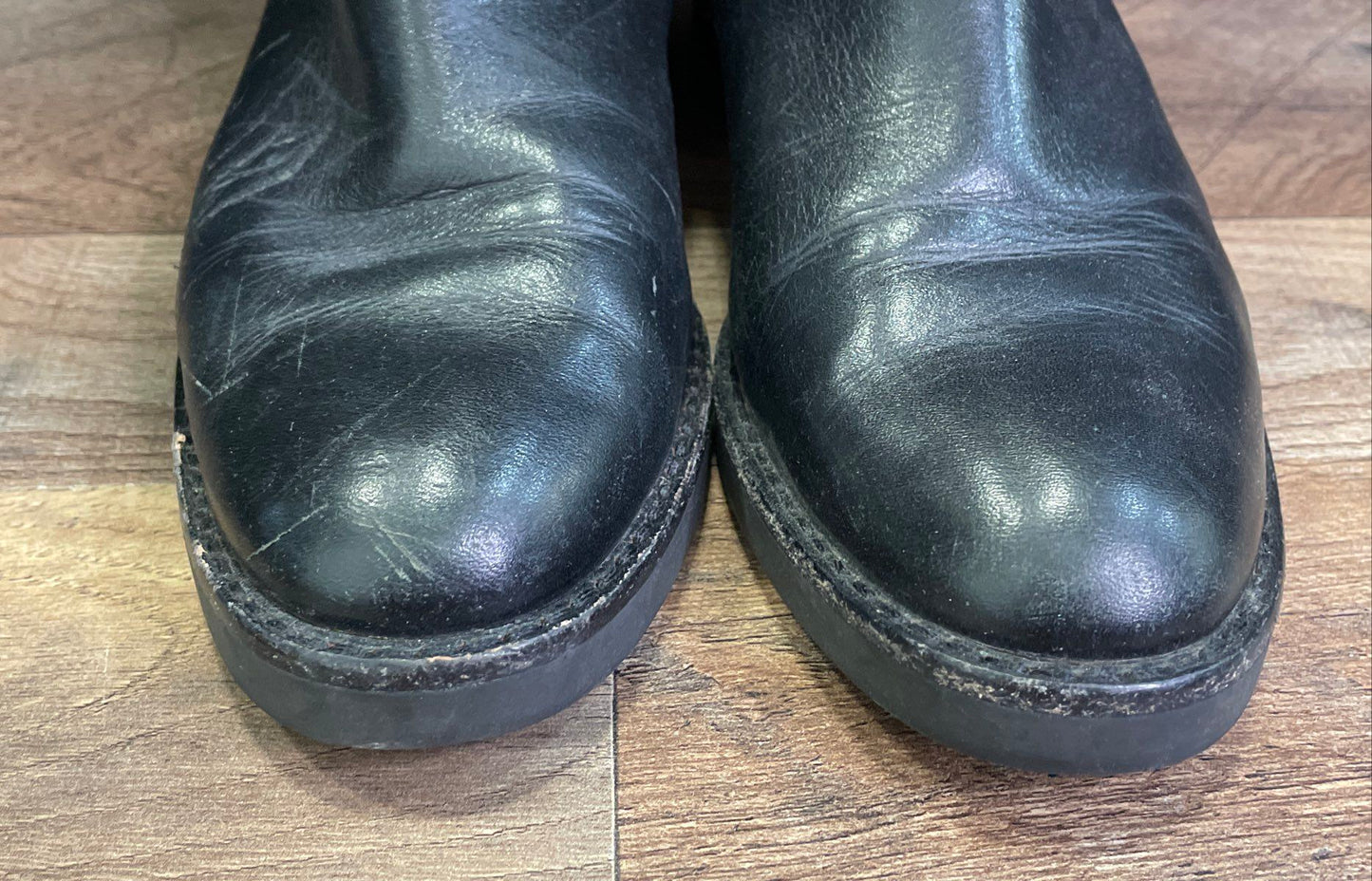 Coach Eva Extended Calf Black Tan Leather Riding Boots Women's Size 6.5B