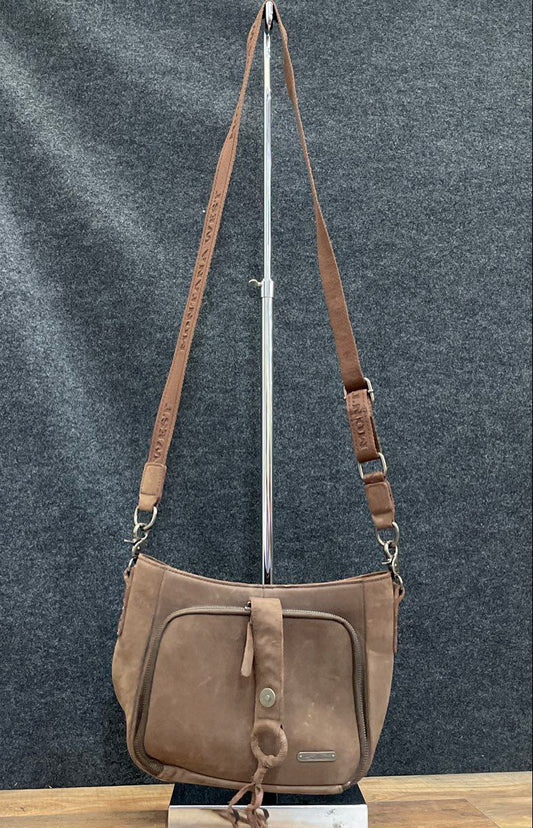 Montana West Brown Western Studded Fringed Crossbody Shoulder Bag Handbag