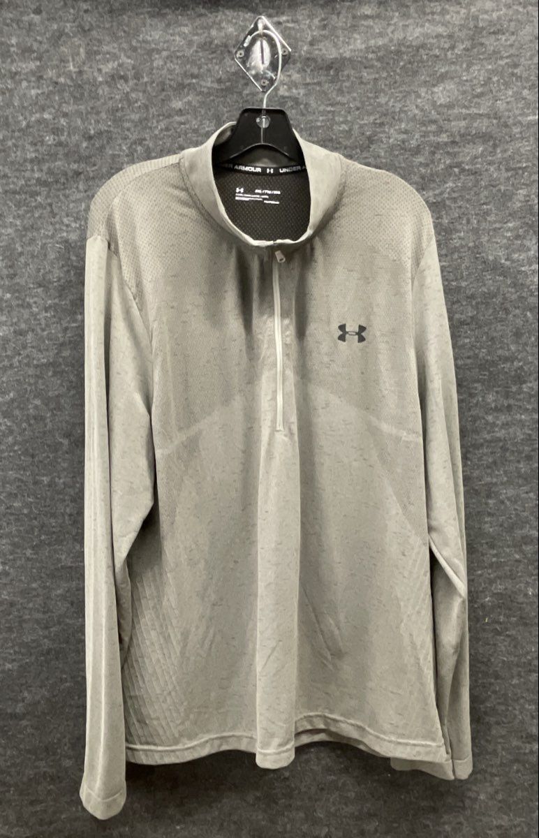 Under Armour Men's Heatgear Fitted 1/4 Zip Pullover Gray Space Dye Sz XXL