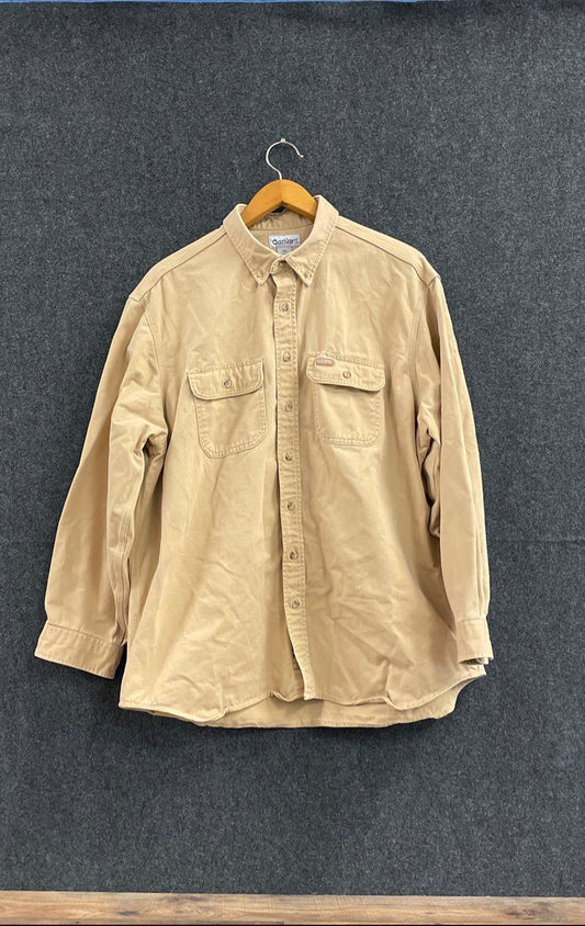 Carhartt Men's Tan Cotton Button Down Long Sleeve Work Shirt Sz 2XL Tall