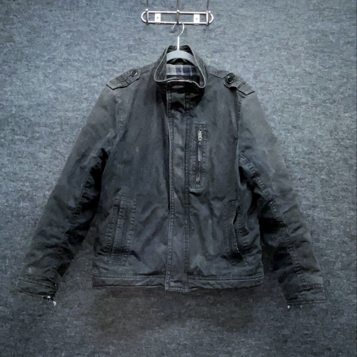 Vintage American Eagle Flannel Lined Military Field Canvas Jacket Coat Sz L