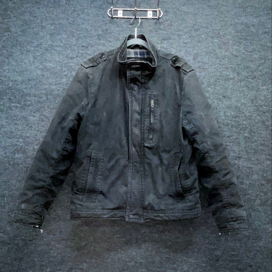 Vintage American Eagle Flannel Lined Military Field Canvas Jacket Coat Sz L