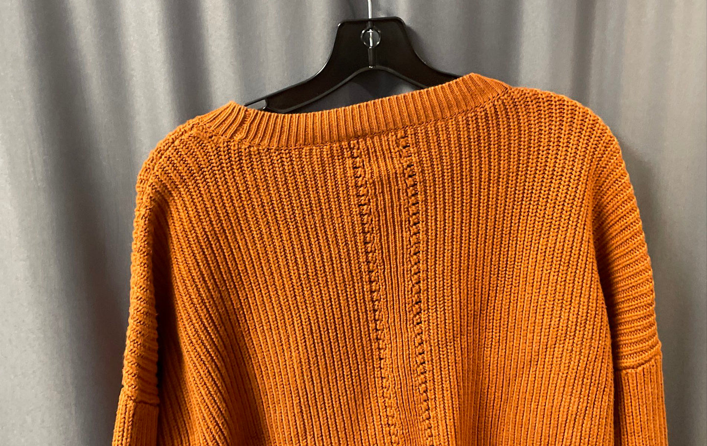 Duluth Trading Co. Women's Orange Ribbed Knit Cotton Blend Sweater Sz S