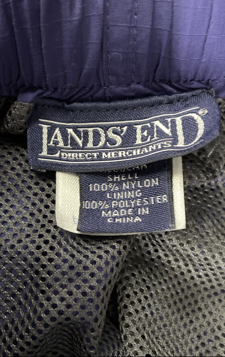 Land's End Men's Nylon Belted Swim Trunks Cargo Shorts Lot Red Blue Sz L 36-38