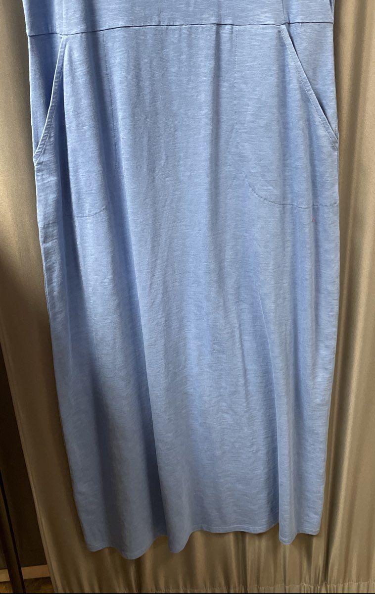 J. Jill Women's Blue Opal Slub Knit T-Shirt Pocket Dress NWT Sz S