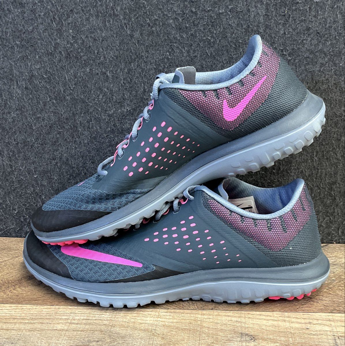 Nike FS Lite Run 3 Dark Grey Pink Blast Women's Running Shoes Size 7
