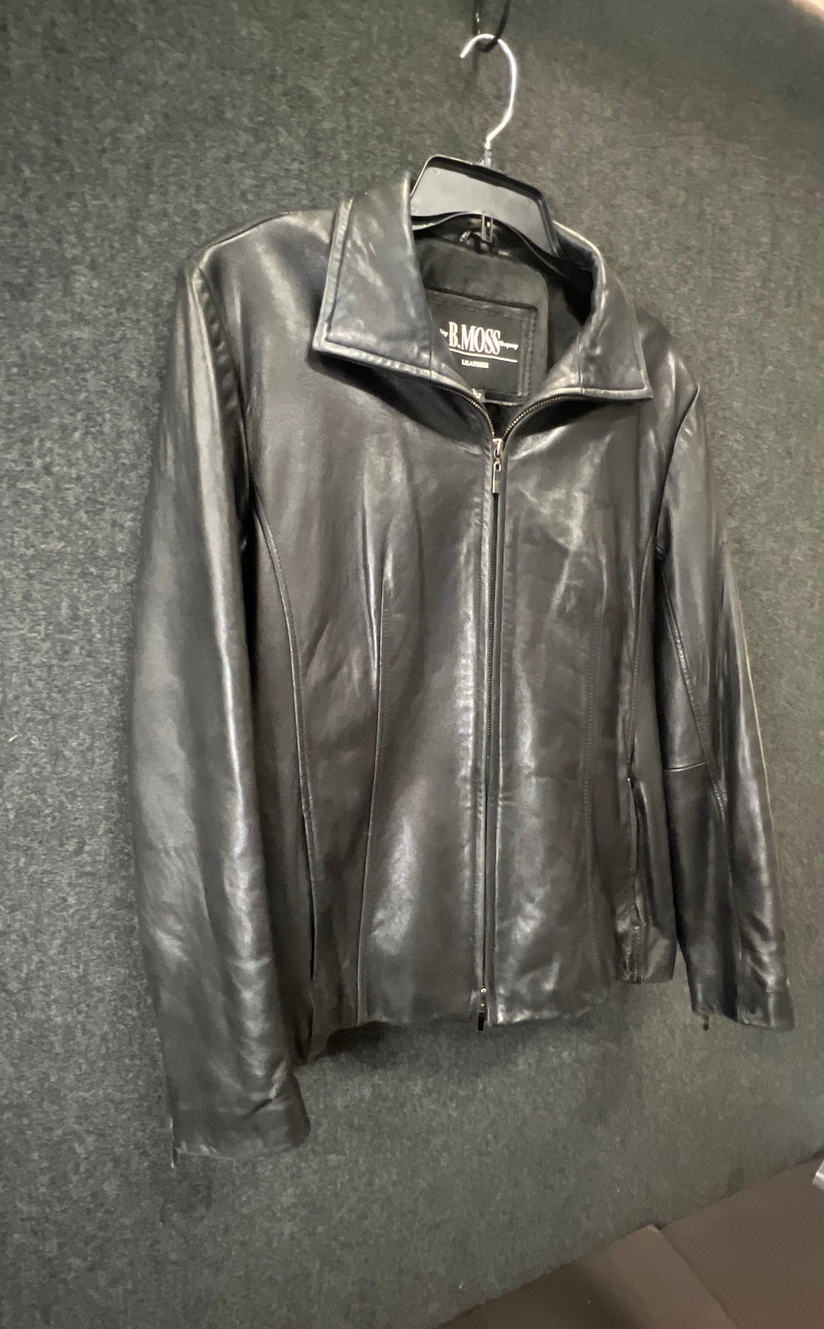 B. Moss Clothing Company Women's Black Leather Full Zip Jacket Vintage Y2K Sz L