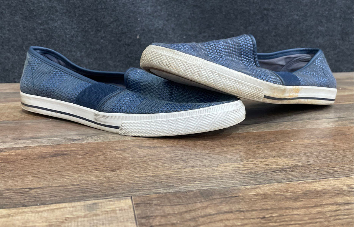 Lauren Ralph Lauren Blue Woven Canvas Slip On Sneakers Women's Size 10