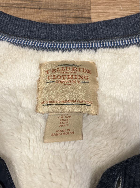 Telluride Clothing Co Men's Gray Sherpa Lined Henley Pullover Sweater Sz S