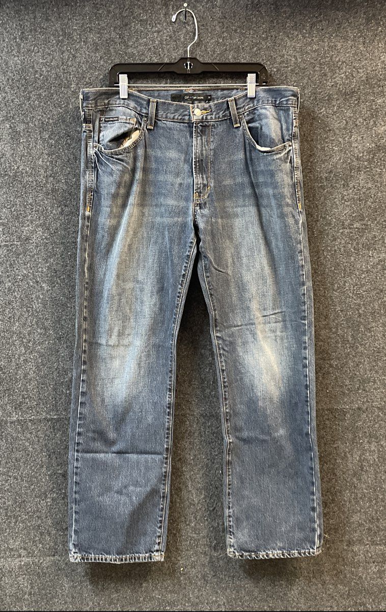 Calvin Klein Jeans Men's Blue Medium Wash Straight Leg Cotton Denim Sz 36