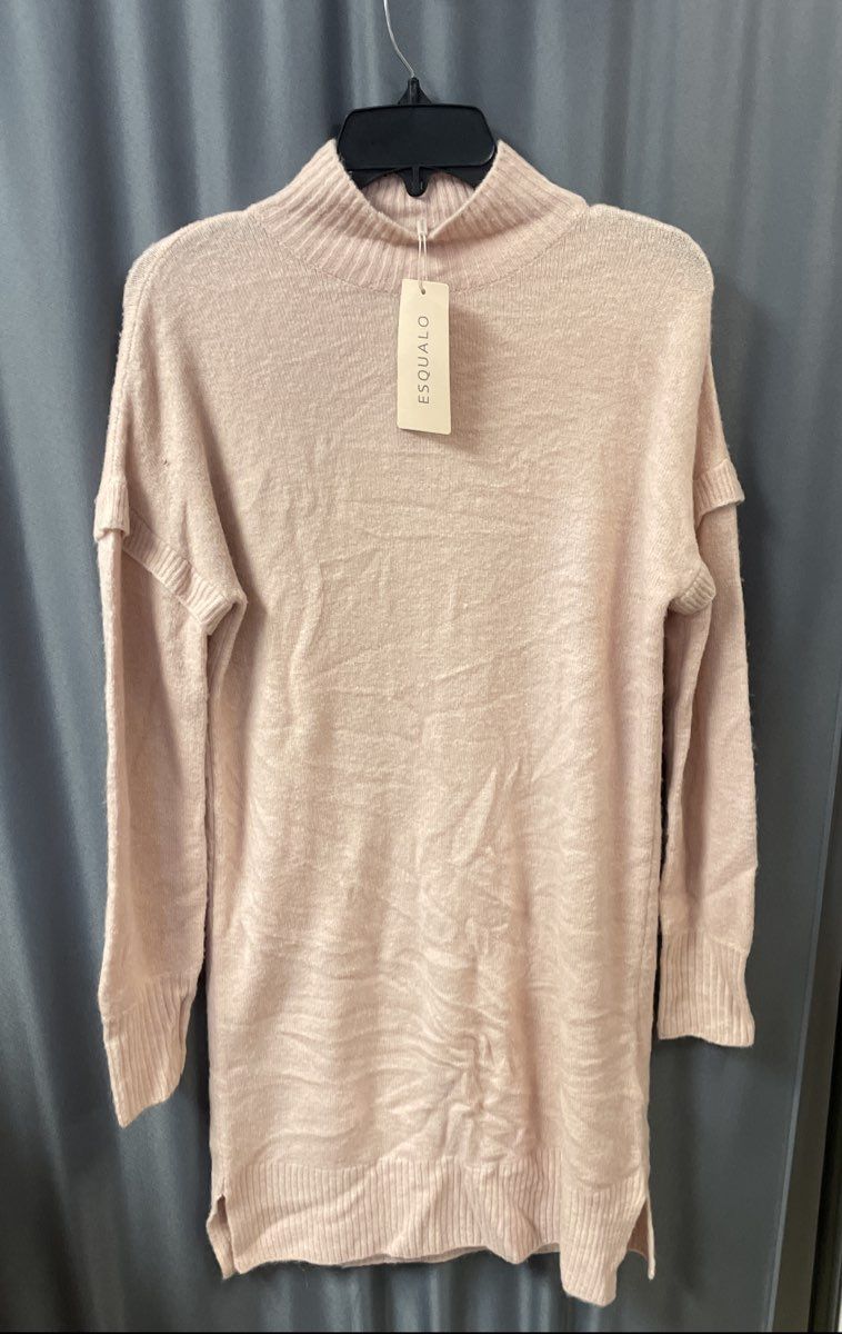 Esqualo Women's Rose Jumper Sweater Dress Mock Neck Ribbed NWT Sz XS