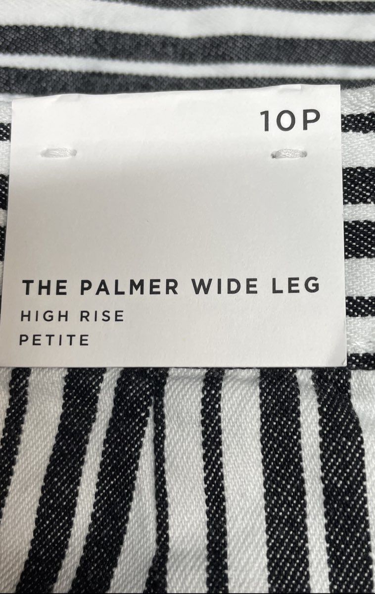 Loft Women's Palmer Wide Leg High Rise White Striped Pants Sz 10 NWT