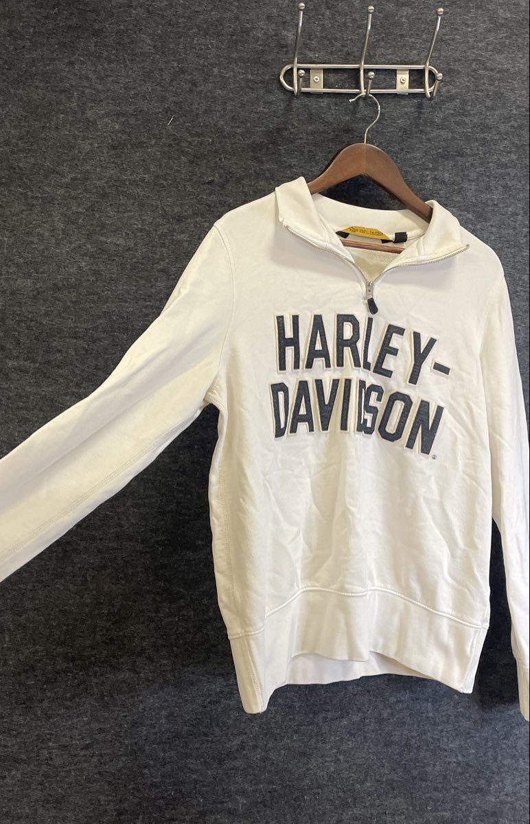 Harley-Davidson Top Lot: White 1/4 Zip Pullover & Bourbon Street NOLA Tee Sz L