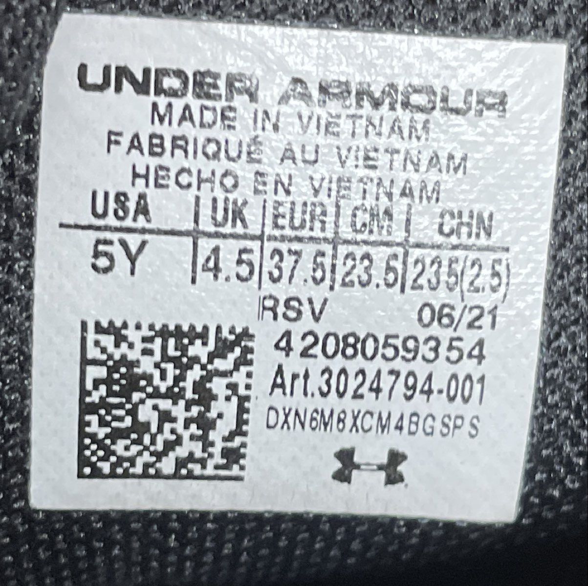 Under Armour Jet '21 Black White Youth Basketball Shoes Size 5Y
