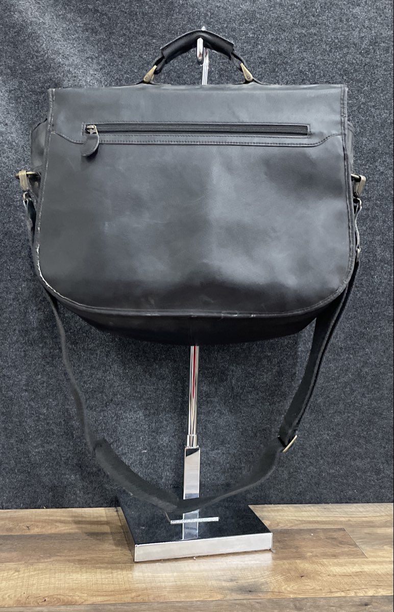 Unbranded Black Leather Messenger Briefcase Bag Large Shoulder Laptop Tote