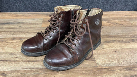 Vintage Harley-Davidson D93688 Brown Leather Side Zip Biker Boots Size 9
