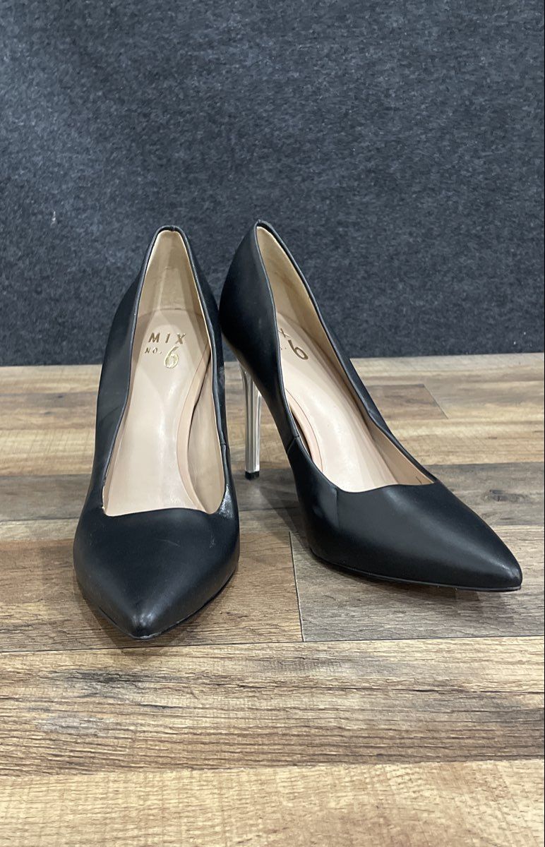 Mix No. 6 Black Pointed Toe Pumps Lucite Stiletto Heel Women's Size 9.5